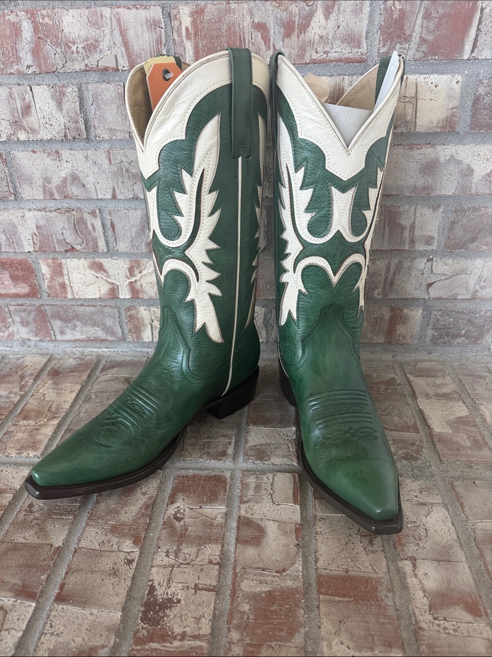 Stetson Green and Cream Women’s Cheyenne Cowboy Western Boots
